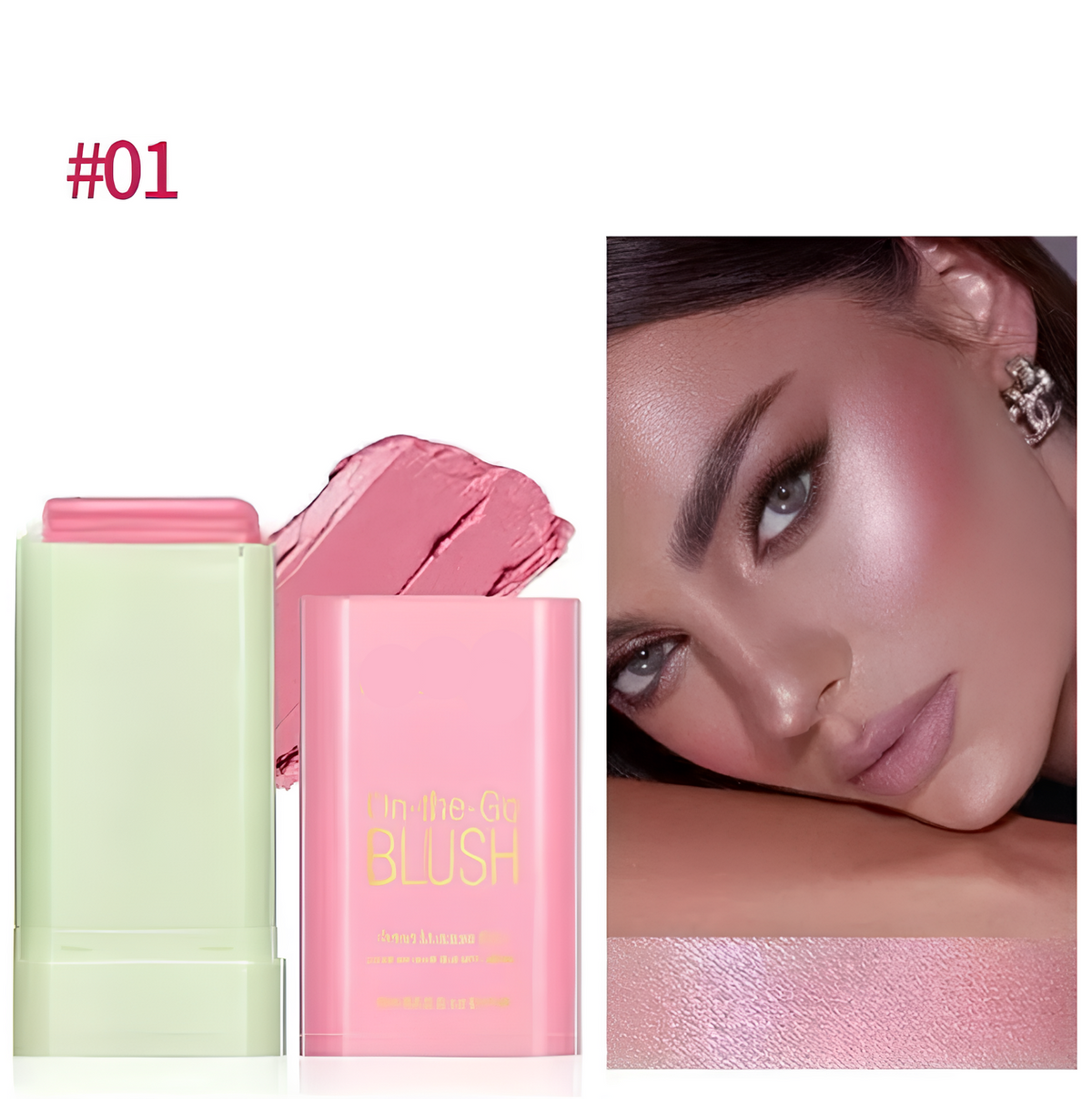 Blush 3 em 1  EM BASTÃO SRA BEAUTY Trio Stick - À Prova D'água N A COR ROSA